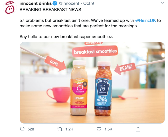 image of the innocent smoothie social media campaign on twitter