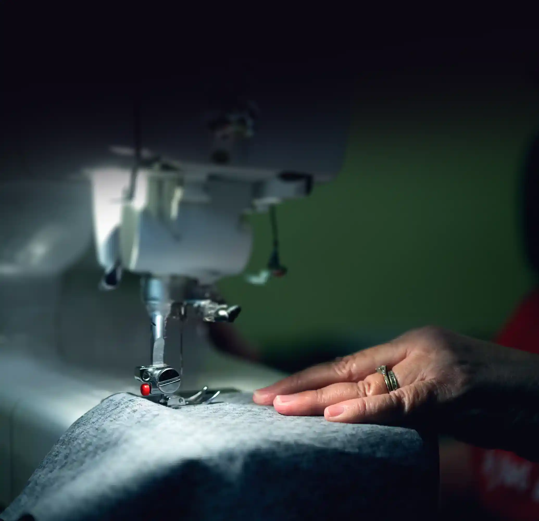 Knitting machine used to sew clothing and other garments