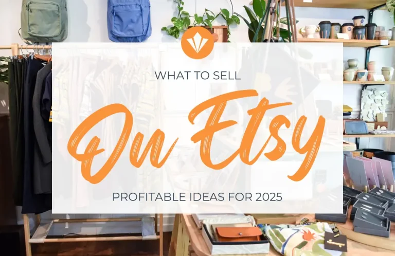 image shows art studio background image with text overlay saying 'what to sell on etsy in 2025'