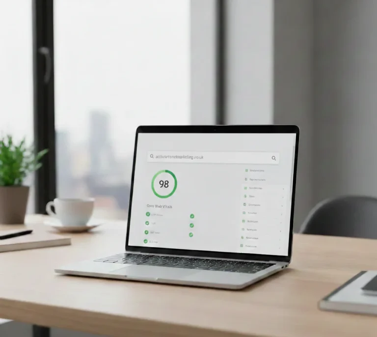 a laptop with the page speed of a website to showcase how impact page speed is for seo