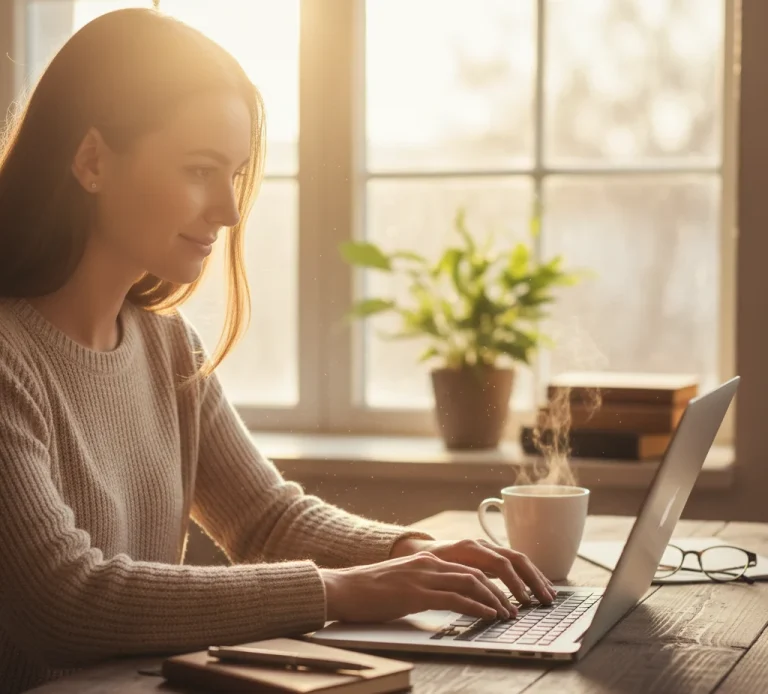 a woman with a laptop researching what is organic SEO